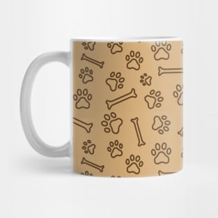 Pet - Cat or Dog Paw Footprint and Bone Pattern in Brown Tones Mug